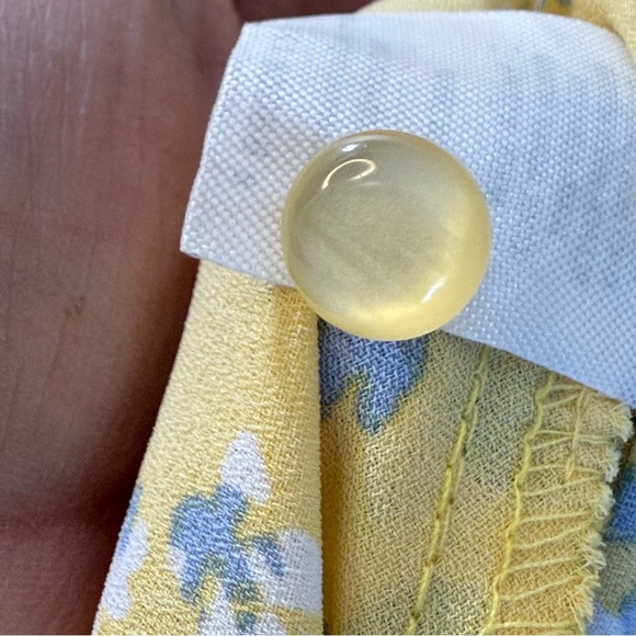 DIP Yellow Floral Button Down Sleeveless Midi Dress Size 3X Belt Full Slip - Picture 9 of 12